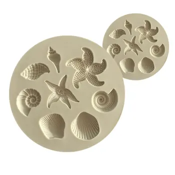 

Cake Mould Tools 3D Cute Seashell Sea Conch Starfish Shaped Silicone Chocolate Mould DIY Cake Jelly Fondant Kitchen Baking Mould
