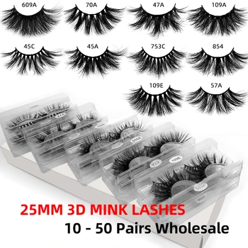 

NEW 10/20/30/40 Pairs Wholesale 25mm 3D Mink Eyelashes 5D Mink Lashes Packing In Tray Label Makeup Dramatic Long Mink Lashes