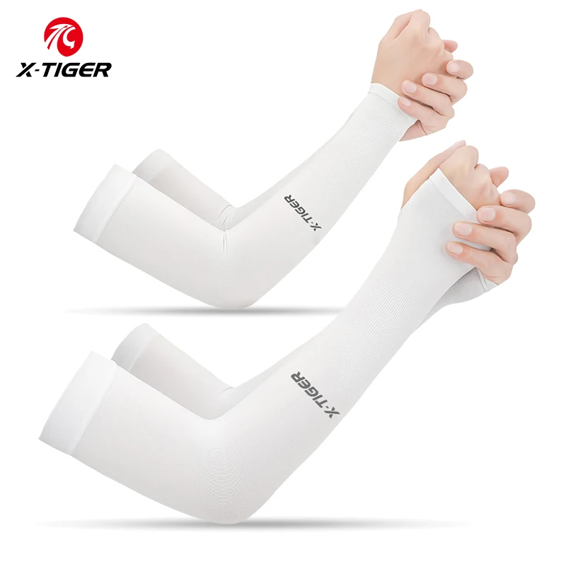 X-TIGER 2 Pairs/Lot Cycling Arm Warmers Running Outdoor UV Sun Protection Sleeves Unisex Breathable Ice Fabric Bicycle Arm Bands