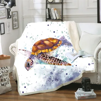 

Turtle Blanket for Kids Cartoon Microfiber Tropical Blankets Plush Sherpa Throw Blanket Double Thicken Warm Travel Blanket