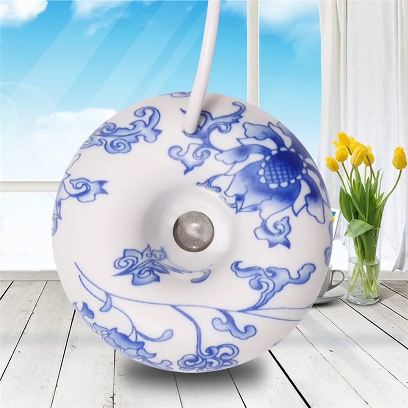 

Mini Donut Ultrasonic Humidifier Blue And White Porcelain Aromatherapy Diffuser Mist Maker Fogger For Home Office Gift Light
