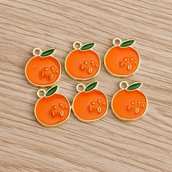 Set of 10 Colorful Fruit Enamel Charms for Handmade Jewelry Crafting (Orange)