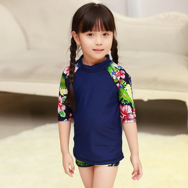 

South Korea New Style KID'S Swimwear Baby Girls Cute Princess Sun-resistant Tour Bathing Suit Girls Split Type Half Sleeve Quick