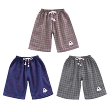 Короткие штаны для маленьких мальчиков летние шорты в клетку с цветочным принтом для маленьких мальчиков, брюки детские повседневные хлопковые свободные шорты, штаны j