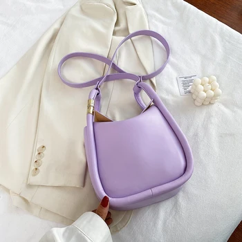 

Solid Color PU Leather Bucket Bags For Women 2020 Summer Simple Lady Crossbody Shoulder Handbags Female Fashion Travel Totes