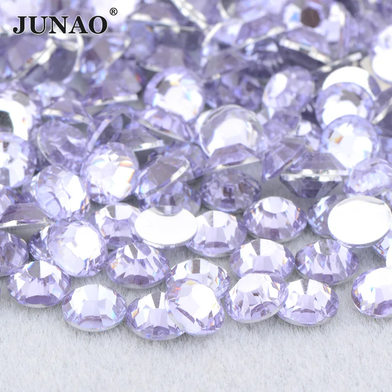 JUNAO 4 5 6mm Jelly Purple Red AB Crystal Rhinestone Flatback Crystal Strass Stones Nail Art Decoration Round Resin Gems for DIY 