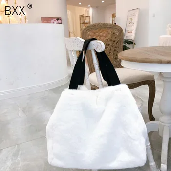 

[BXX] Fur Women Handbag 2020 Autumn Winter New Girl Warm Plush Crossbody Bag Large Capacity Messenger Shoulder Bag HJ155