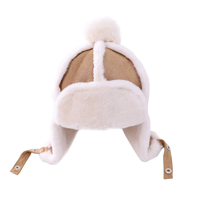 WEIXIHAO 5 Colors Children Kids Girls Boys Bomber Baby Hat with Ear Flaps Warm Faux Fur Windproof Cap thermal aviator bomber hat