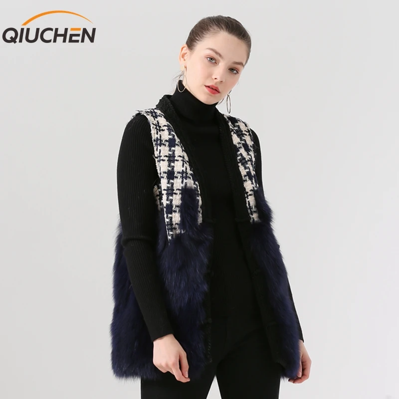 QIUCHEN PJ19054 2019 Новое поступление китайские стили из натурального меха лисы для