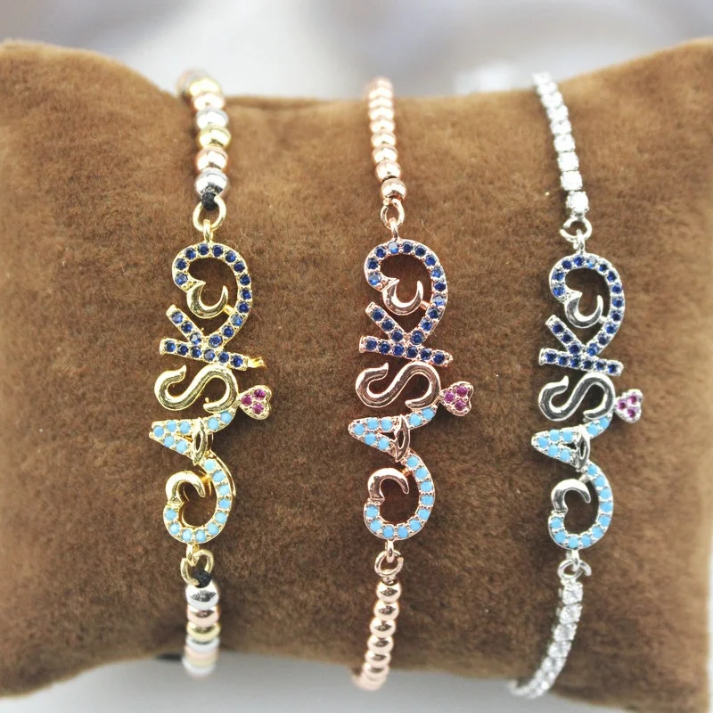 Регулируемый 10 шт./лот, модный браслет ручной работы с фианитами, фианит, микро проложенный соединитель, фианит регулируемый браслет ювелирные изделия