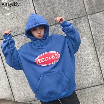 

Hoodies Women Female Long Sleeve Pullover Hoodie Soft Warm 2020 Womens Loose Thicker Letter Printed Sweatshirts Females Velvet
