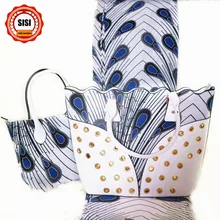 SISI модная африканская Женская симпатичная сумка и восковая ткань в комплекте новейшее в нигерийском стиле Анкара восковая печать ткани для вечерние