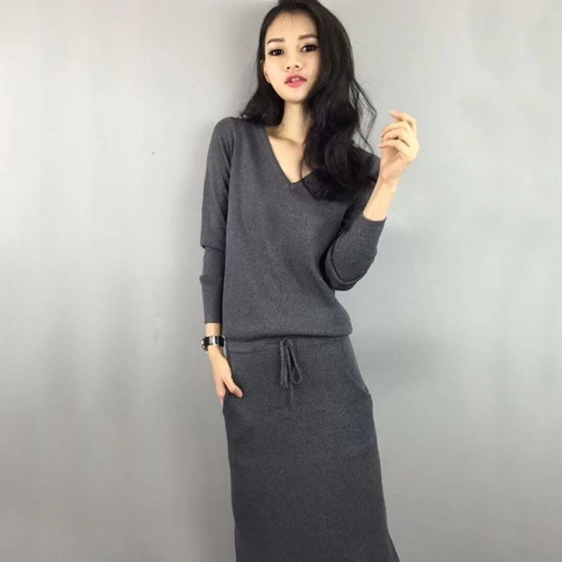Dress Women Autumn and winter V-neck temperament tie waist dress vestidos vestido dress women sukienki women dress Dress Women Autumn and winter V-neck temperament tie waist dress vestidos vestido dress women sukienki women dress