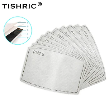 

100PCS/200PCS TISHRIC 5 Layers PM2.5 Carbon Adult Mask Filter Aerial Droplets Respirator Dust Mask Filter for Disposable Mask