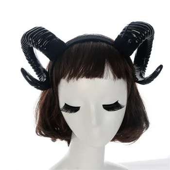 

Women Sheep Horn Adults Cosplay Headband Decor Handmade Hair Clip Xmas Halloween Headwear Hairband Props Demon Evil Gothic