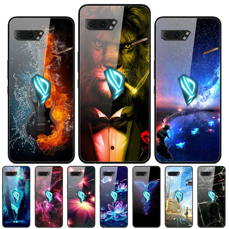 Для Asus Rog Phone II Case 6,5" закаленное стекло с принтом для задней крышки, Твердый Чехол для Asus Rog Phone 2 ZS660KL Phone Case fundas Rog2