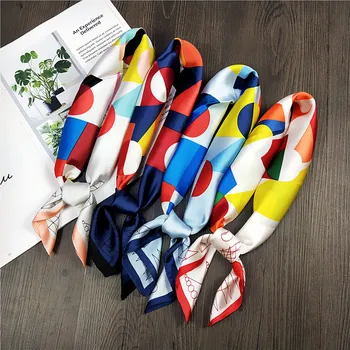 

2020 New Women Silk Scarf Square Scarf Lady's Silk Feel Satin Neck Hair Scarves Head Hair Tie Fashion Girl Hair Scarfs 60*60cm