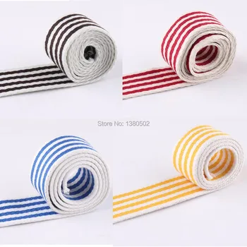 

5yards 38mm wide Stripe polyester/cotton soft Webbing Strong Strap for bag garment belt sewing accessories
