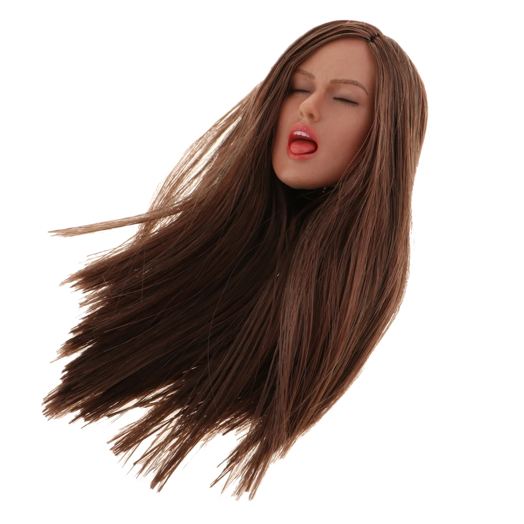1/6th Scale Female Head Sculpture Sculpt for /Kumik 12inch Action Figure   DIY - 5 Colors are Available