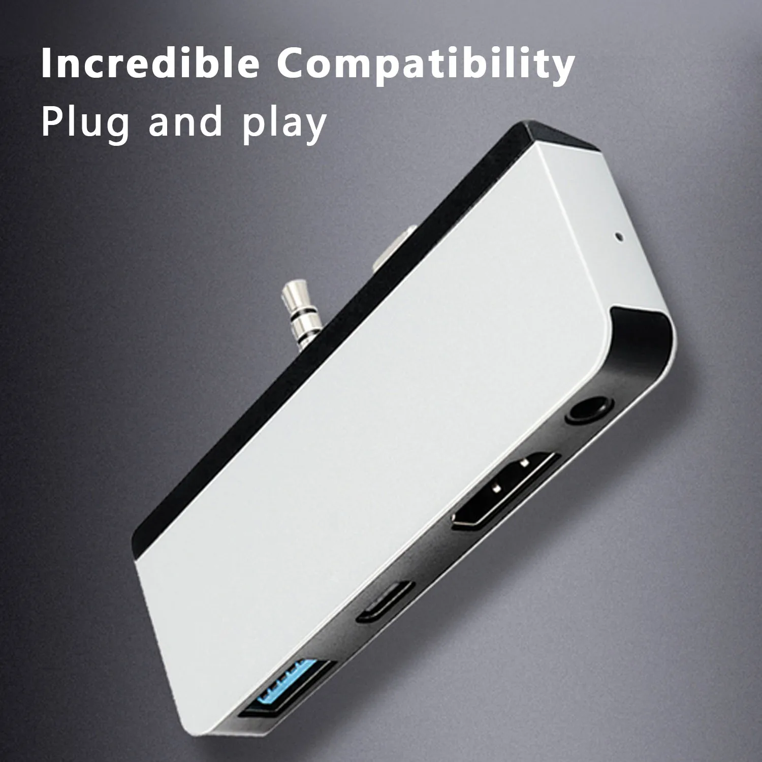 Elisona 4 In 1 USB Docking Station Hub Headphone Adapter For Microsoft Surface Go Practical 4 In 1 USB3 0 Type C HDMI 3 5mm port