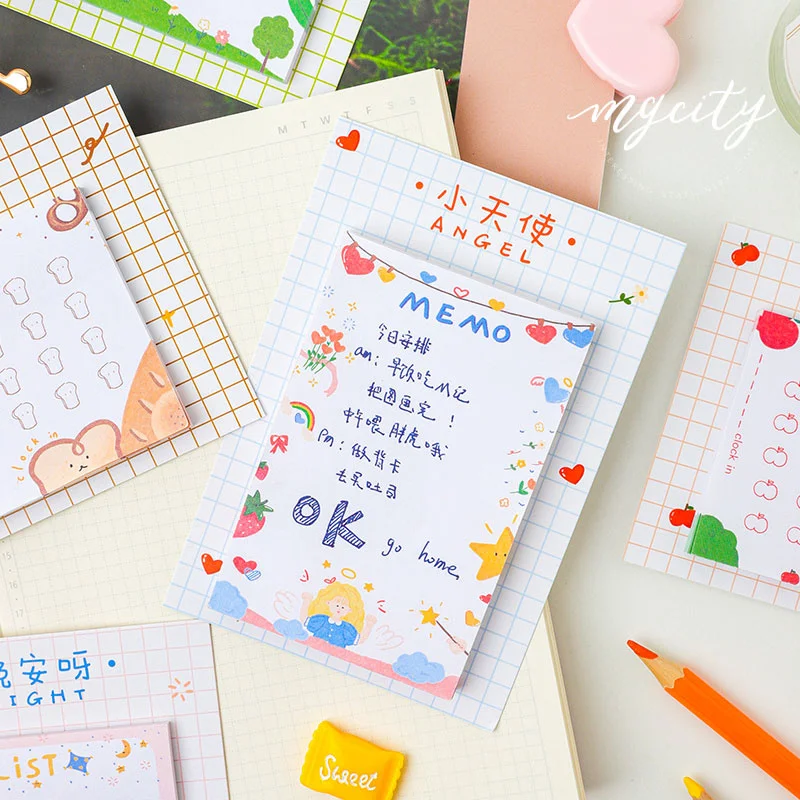 24 pcs/L Cute girl sticky memo note Cartoon wish check list Post adhesive planner sticker marker it notes Office School F860