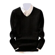 MJARTORIA мужской осенний зимний утолщенный Повседневный шерстяной свитер с v-образным вырезом вязанный мужской вязаный Однотонный свитер