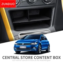 ZUNDUO ящик для хранения центральной консоли для VW POLO Plus GTI приборной панели Tidying box для Volkswagen аксессуары для POLO черный