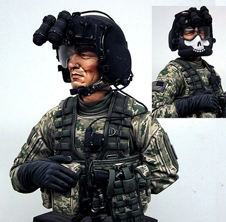 

1/10 modern officer Helicopter Crewman Bust Resin figure Model kits Miniature gk Unassembly Unpainted