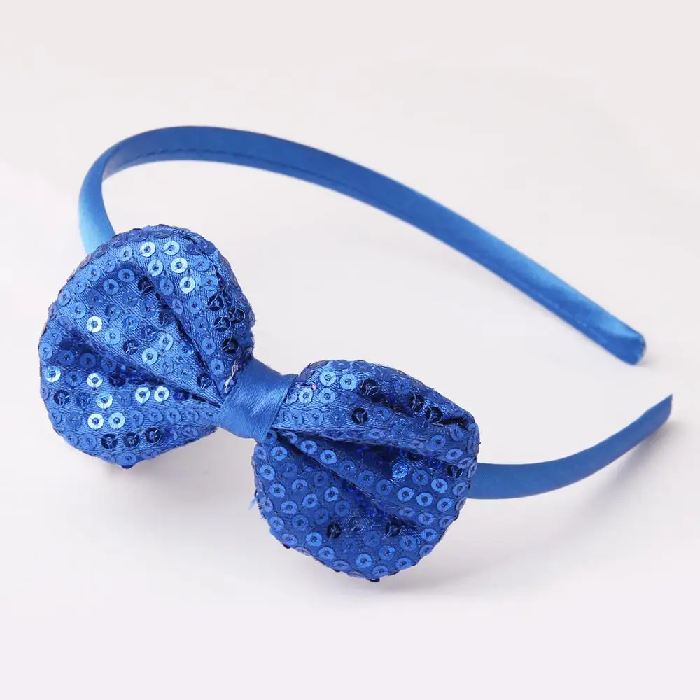 Royal blue headband Meimile резинки для волос для девочек, банты, Детские аксессуары для волос для принцессы, повязка на голову с блестками для девочек, подарки на день рождения - Цвет: Royal blue headband