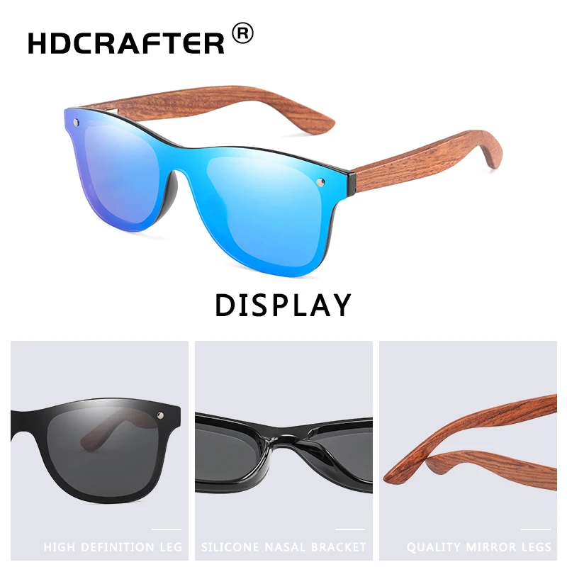 HDCRAFTER деревянные бамбуковые негабаритные солнцезащитные очки бренда класса «Люкс» дизайнерские зеркальные Квадратные Солнцезащитные очки без оправы для женщин/мужчин
