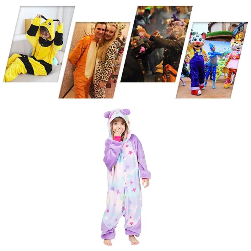 Children Kid Cute Animal One Piece Pajamas Fancy Colorful Star Flannel Sleepwear NEW