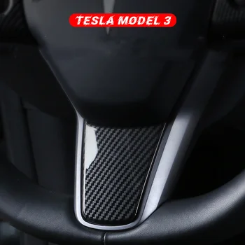 

Lsrtw2017 for Tesla Model 3 Car Steering Wheel Trim Interior Accessories Carbon Fiber Chrome Sticker Auto 2018 2019 2020 2021