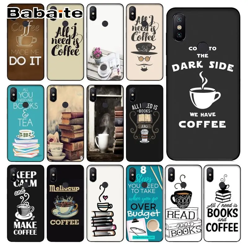 Чехол для redmi 7 книги и кофе черный ТПУ Мягкий силиконовый чехол телефона 5plus 5A 6pro 4