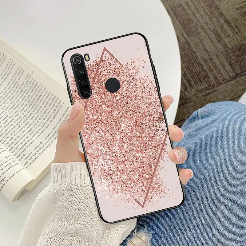 Gold Pink rose Glitter print