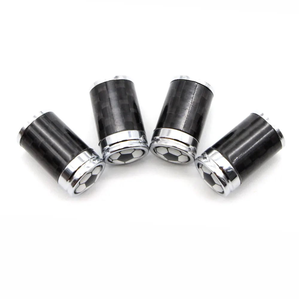 4 Pcs/Set Copper + Carbon Fiber Football Style Tire Valve Stem Cap Wheel Air Caps for Auto Cars|Стержни и колпачки клапана| |