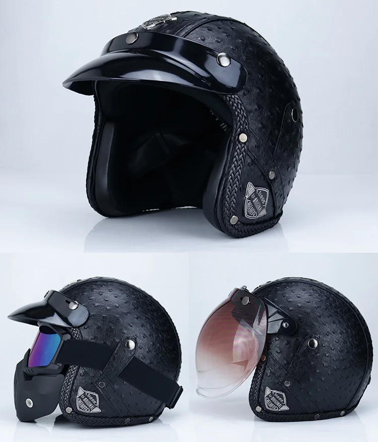 Capacete, Мото шлем VOSS 058 moto rcycle шлем половина шлем Электрический мото rcycle открытый лицевой кожаный шлем мото крест