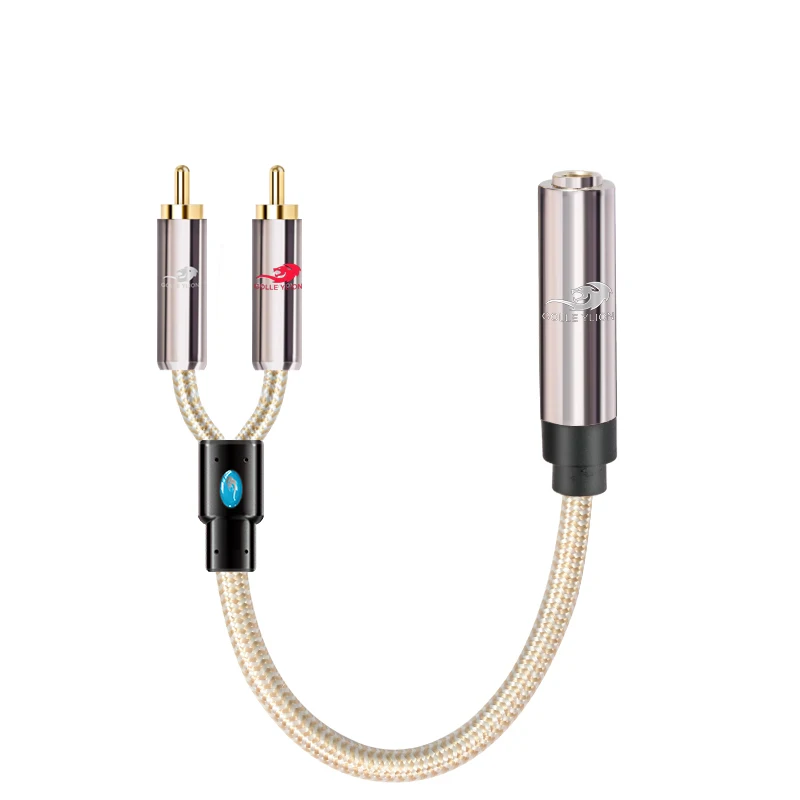 25cm Conversion Cable 6 35mm Female to Dual RCA Male for Headphone Guitar Mixing Console Amplifier Prmium Audio Cable