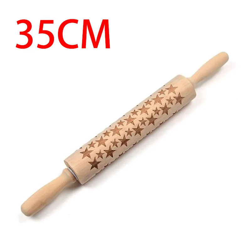 GMZ-XX-35CM С рисунком рождественского оленя деревянная Скалка тиснение выпечки печенья лапша печенье, фондан, пирог тесто разрисованный борд Снежинка - Цвет: GMZ-XX-35CM