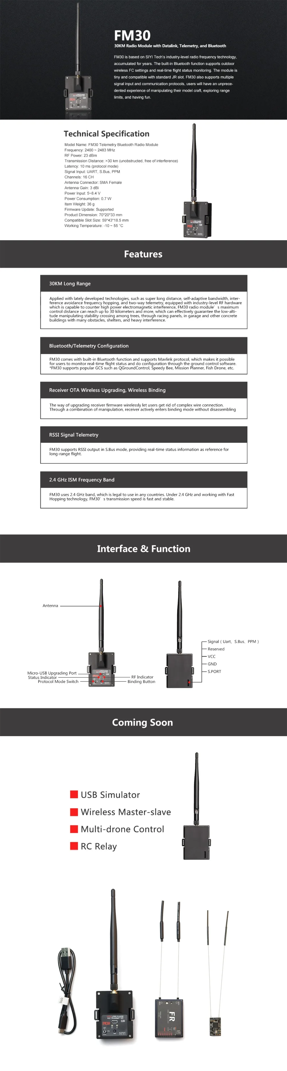 30KM Long Range SIYI FM30 Radio Module