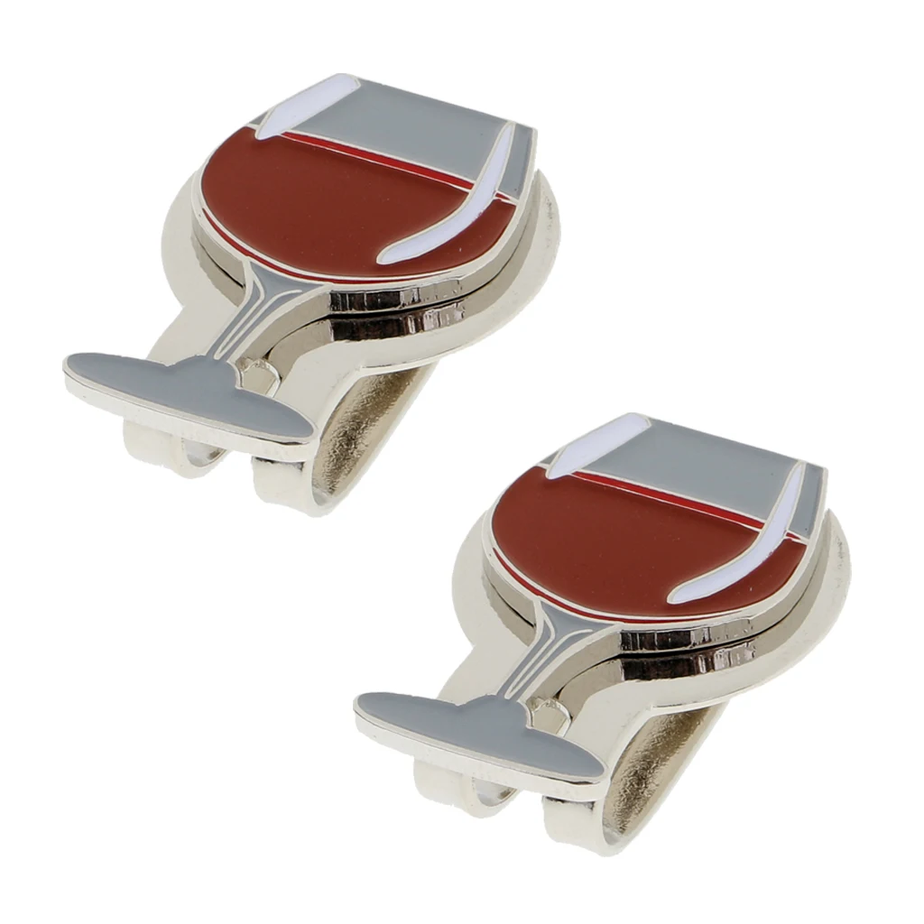 2 Pcs Golf Ball Marker Hat Clip Durable Alloy Golf Gift Red