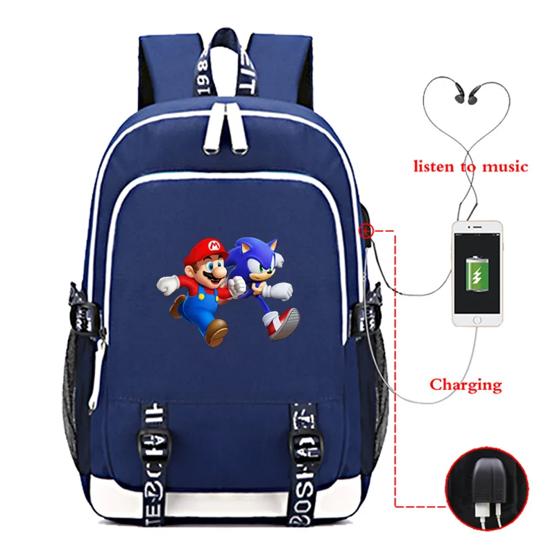 Аниме Super Mario Bro игры USB зарядный рюкзак для студентов, школьные сумки, сумки для подростков сумка для ноутбука сумки Для мужчин путешествия рюкзак - Цвет: 9 HL