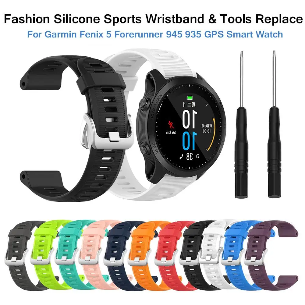 

For Garmin Fenix 5 Forerunner 945 935 GPS Smart Watch Fashion Silicone Sports Wristband Replace Watch Band Strap With Tools