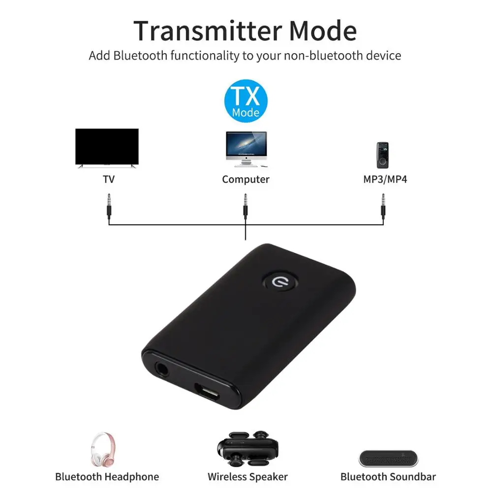 Bluetooth 5 0 Transmitter Receiver 2 in 1 Stereo Wireless Audio Adapter 3 5MM Aux Jack RCA for Car PC TV Headphone Speaker