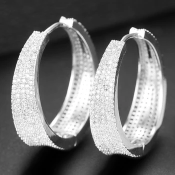 

LARRAURI 2020 New Trendy CZ Women Hoop Earrings Fashion Jewelry High Quality Luxury Cubic Zirconia Earrings Gold Silver Color
