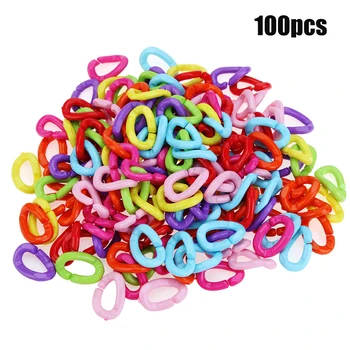 

Birds Accessories C-links Hooks Parrot Colorful Swing Cage Chain Toys Colorful Beads Bird Supplies Bells Toys 100pcs