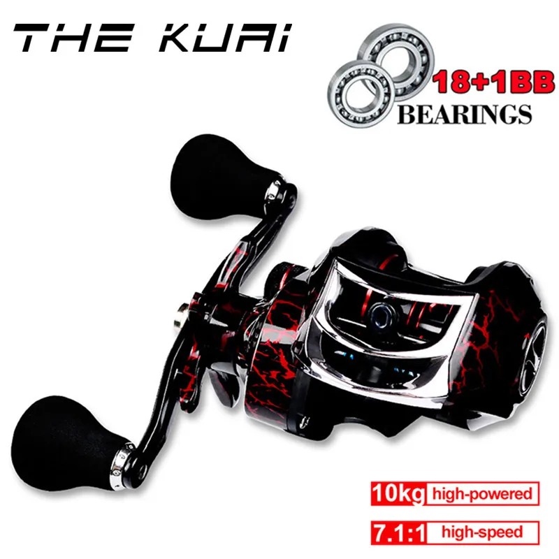 

THEKUAI Fishing Baitcast Reel Spinning Real Bearings 18+1BB Powerful 7.1: 1 Gear Ratio Reels Max Brake Drag 10kg Top Quality