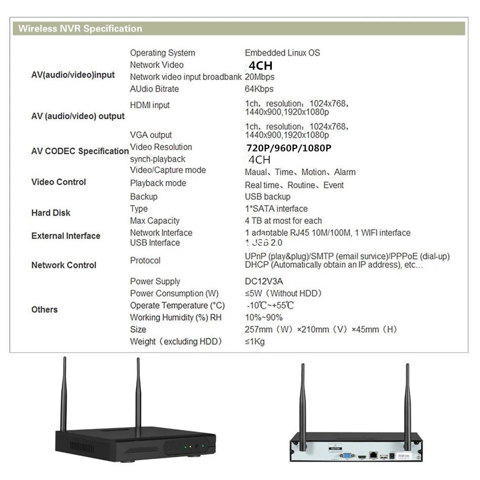 Voice recording Camera Security System Surveillance Kit 4CH Wireless CCTV System 720P HD NVR kit Outdoor IR Night IP Camera wifi