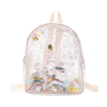 

2020 New Children Mini Color Sequin Star Lazer PVC Transparent Backpacks Cute Kids Girls School Bag Summer Ruckpack
