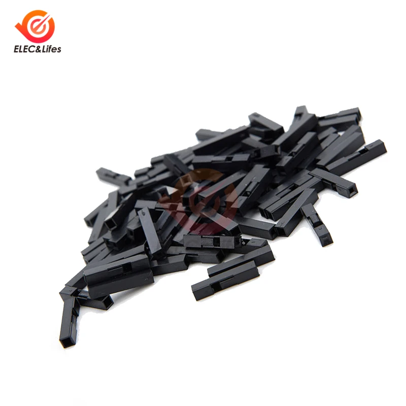 

100Pcs/lot 1/2 Pin 2.54mm Pitch Dupont Jumper Wire Cable Black Plastic Housing Female Pin Connector Case Shell DIY Box 1P/2P