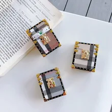 Роскошный чехол для наушников с квадратными металлическими заклепками для Apple Airpods 1/2 INS ретро полосатый сетчатый чехол-подставка защитный противоударный чехол
